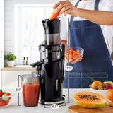 Elite Gourmet EJX017 Whole Fruit 3” Feeding Chute, Dynamic Masticating Slow Juicer, High Yield Cold Press Juice Extractor, Nutrient and Vitamin Dense, Easy to Clean, 27 oz Juice Cup, Black Elite Gourmet