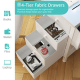 Lufeiya White Desk with 4 Drawers - 47 inch Gaming Desk with Monitor Stand, Computer Gaming Desk with LED Lights Power Outlets and Storage Bag Fabric Drawer for Home Office, Bedroom, White Lufeiya