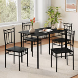 Vipbear Kitchen Dining Table Set for 4, 5-Piece Kitchen Table Set,Dining Room Table Sets,Rectangular Kitchen Table Set with 4 Chairs for Small Space, Dinette,Apartment,Rustic Black Vipbear