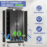 AUEYTVR 75" Tall Metal Garage Storage Cabinet with Wheels and Locking Doors and Tall Rolling Steel Tool Cabinet with 5 Adjustable Shelves for Garage,Home,Office,Shop (Black) AUEYTVR