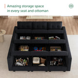 HONBAY Modular Sectional Sleeper Sofa with All Storage, Velvet Modular Sofa Couch, 9-Seat Reversible Velvet Sleeper Sectional Sofa Bed for Living Room, Black HONBAY