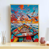 koemhxb Paint by Numbers for Adult, Sunset Ocean Paint by Numbers Kit for Adults Beginners, DIY Seascape Acrylic Painting on Canvas for Home Wall Art Decor 16x20 Inch koemhxb