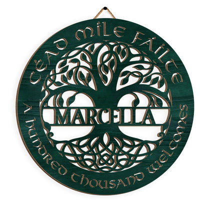 CustomizeAF Personalized Wooden Sign, Celtic Art Wall Decor Cead Mile Failte, Tree Of Life - Personalized Wooden Hanging Home Decor Sign, Tree of Life Wooden Wall Art Decor (DS753) - WoodArtSupply