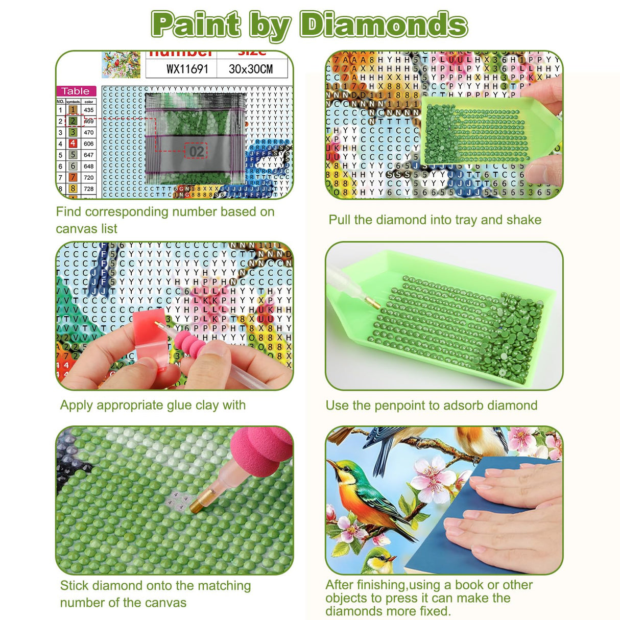 CEOVR Birds Diamond Art Kits for Adults, Bird Flower Diamond Painting Dots DIY Gem Art, Adult Crafts Kits Wall Decor for Home Office 12x12in CEOVR