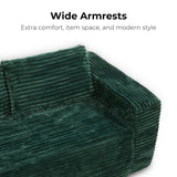 LIKIMIO 71" Loveseat Sofa in a Box - Plush Corduroy Deep Seat Couch, No Assembly Required, Space-Saving Design for Compact Living Room, Apartment, Home Office, Green LIKIMIO