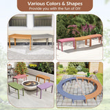 HAPPYGRILL Acacia Wood Outdoor Curved Bench, Fire Pit Bench with Slatted Seats, Tree Benches Wrap Around for Patio Garden Backyard, 400 lbs (3) HAPPYGRILL