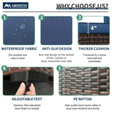 Amopatio Outdoor Patio Furniture Set, 14 Pieces PE Wicker Pit Sectional Sofa with Blue Cushions, Coffee Tables, All-Weather Covers, Patio Conversation Sets Fits Patio Deck Balcony Yard Amopatio