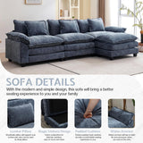 OQQOEE Sectional Sofa Modular Cloud Couch Upholstered Deep Seat Cloud Sofas with Ottoman Comfy Chenille Sofa Sleeper for Living Room,Apartment (Blue, L Shaped-3 Seat & Ottoman) OQQOEE