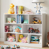 Elegant 3-Tier White Wooden Bookshelf with 8 Sections and Anti-Tilt Device Onirw