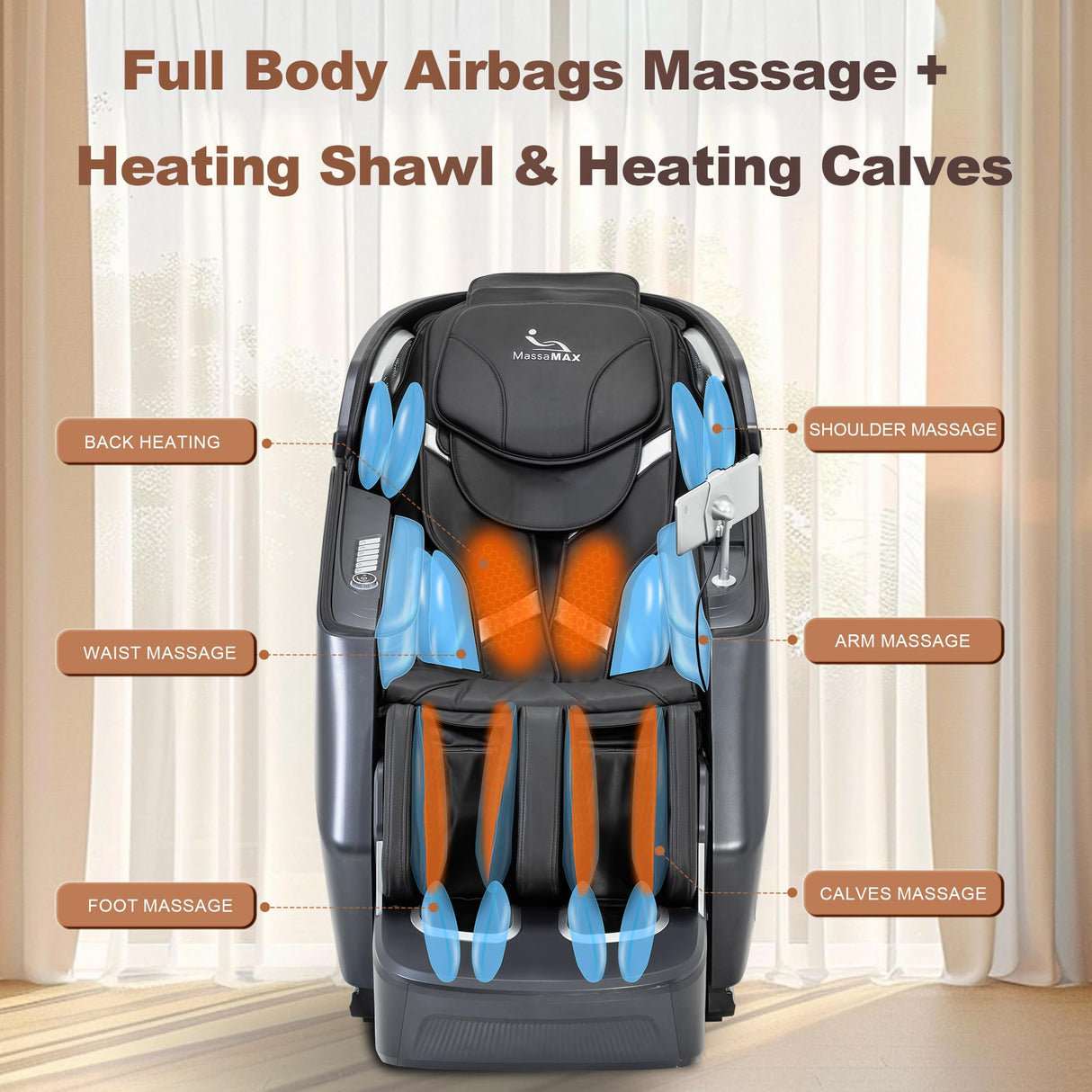 MassaMAX A675 4D Massage Chair, 2026 with 125°–167° Adjustable i-Open Flexible Track | Full Body Scan & Stretch | Calf Kneading & Auto Footrest | Zero Gravity Recline | 22 Modes MassaMAX