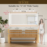 TETOTE 72 x 32 LED Bathroom Mirror, Brighter Lighted Bathroom Vanity Mirror with LED Lights, Light up Front and Backlit 3-Color Dimmable Anti Fog Illuminated Mirror, Waterproof, Shatterproof TETOTE
