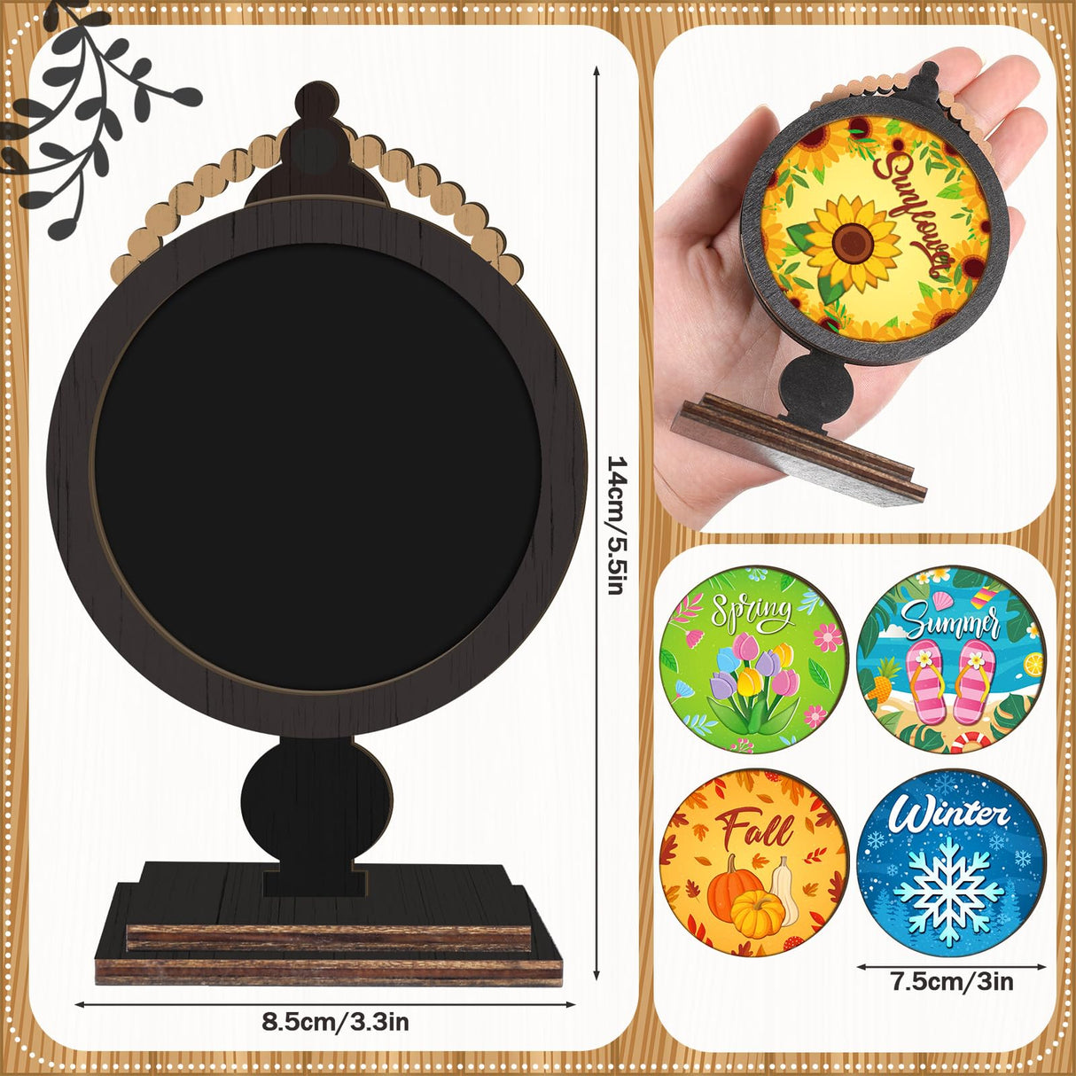 RattanView 21 Pcs Interchangeable Table Decor Wooden Seasonal Table Centerpieces Small Holiday Standing Sign Christmas Winter Home Decoration for Farmhouse Gifts RattanView