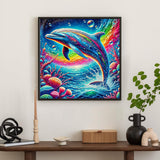 Diamond Art Kits for Adults Dolphin, DIY 5D Diamond Painting Kit for Beginners Sea World, Sea Animals Full Round Drill Gem Art Dots for Adults, Perfect for Home Wall Decor 14X14 Inch Okarina