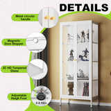 UNICOLY Display Cabinet with Glass Doors, Glass Display Cabinet 4-Tier, Metal Curio Display Cabinet with Tempered Glass Doors for Bedroom, Living Room,Dining Room.White UNICOLY