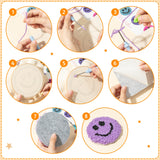 FoszaSzept Smile Punch Needle Coaster Kit, 22Pcs Embroidery Needle Coasters Crafts for Beginners, Easy DIY Mug Tufted Making Set with 6 Patterns Hoop Self Adhesive Felt Cloth Threading Device Gifts FoszaSzept