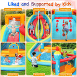 Inflatable Water Slide Bounce House, 15.4FTx14.5FT Splashing Pool,Double Water Cannon,Climbing Wall,Heavy Duty GFCI Blower,Water Park for Kids Backyard Summer AKEYDIY