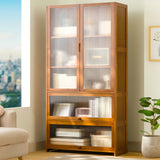 Premium 67" Bamboo Kitchen Storage Buffet with Acrylic Doors & Versatile Shelves TVMCNA