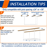 Soywey 3 x 4FT Overhead Garage Storage Rack,Adjustable Ceiling Storage Racks,Garage Shelving Heavy Duty Storage Organizer System,Load 400LBS Weight(White) Soywey