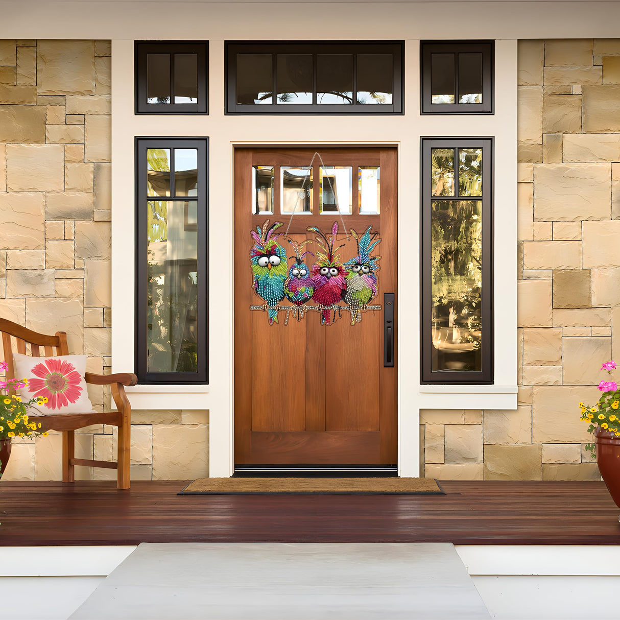 Diamond Art Hanging Kit for Adult,Special Shaped Rhinestone,DIY Acrylic 5D Diamond Art Painting Window Pendants Home Garden Wall Hanging Kits Hanging Ornament,Double Sided. (Bird) JJFox