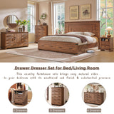 Farmhouse 7 Drawers Dresser for Bedroom, Large Chest of Drawers with Thick Plank Styling, Wood Closet Dresser for Bedroom or Living Room, Reclaimed Barnwood Color RedLemon