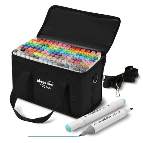 cloudriver 120 Colors Alcohol Markers, Dual Tip Permanent Art Markers For Adults, Alcohol Based Markers Set For Coloring Drawing Sketching cloudriver