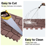 Rovibek 44 PCS Interlocking Deck Tiles, 12" X 12" Plastic Deck Tiles Outdoor Waterproof, All Weather Patio Tiles for Balcony Backyard Poolside Porch, Pavers for Outside Walkway, Stone Brown Rovibek