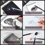 HIFORNY 58 PCS Drawing Kit Sketching Pencil Set,Sketch Pencils Art Supplies with 3-Color Sketchbook,Graphite,Charcoal,Blending Tools,Drawing Pencils for Adults Artists HIFORNY