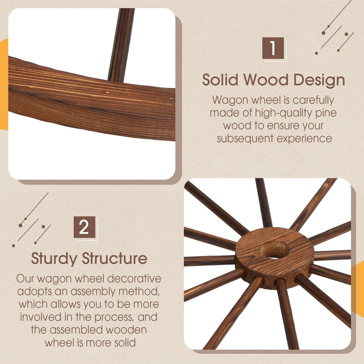 CroBlissful 2 Pcs Wooden Wagon Wheels 30 Inch Removable Decorative Wooden Wheels Old Western Wood Wagon Wheel Hanging Cowboy Party Decorations Wood Wheels for Bar Garage Indoor Outdoor CroBlissful