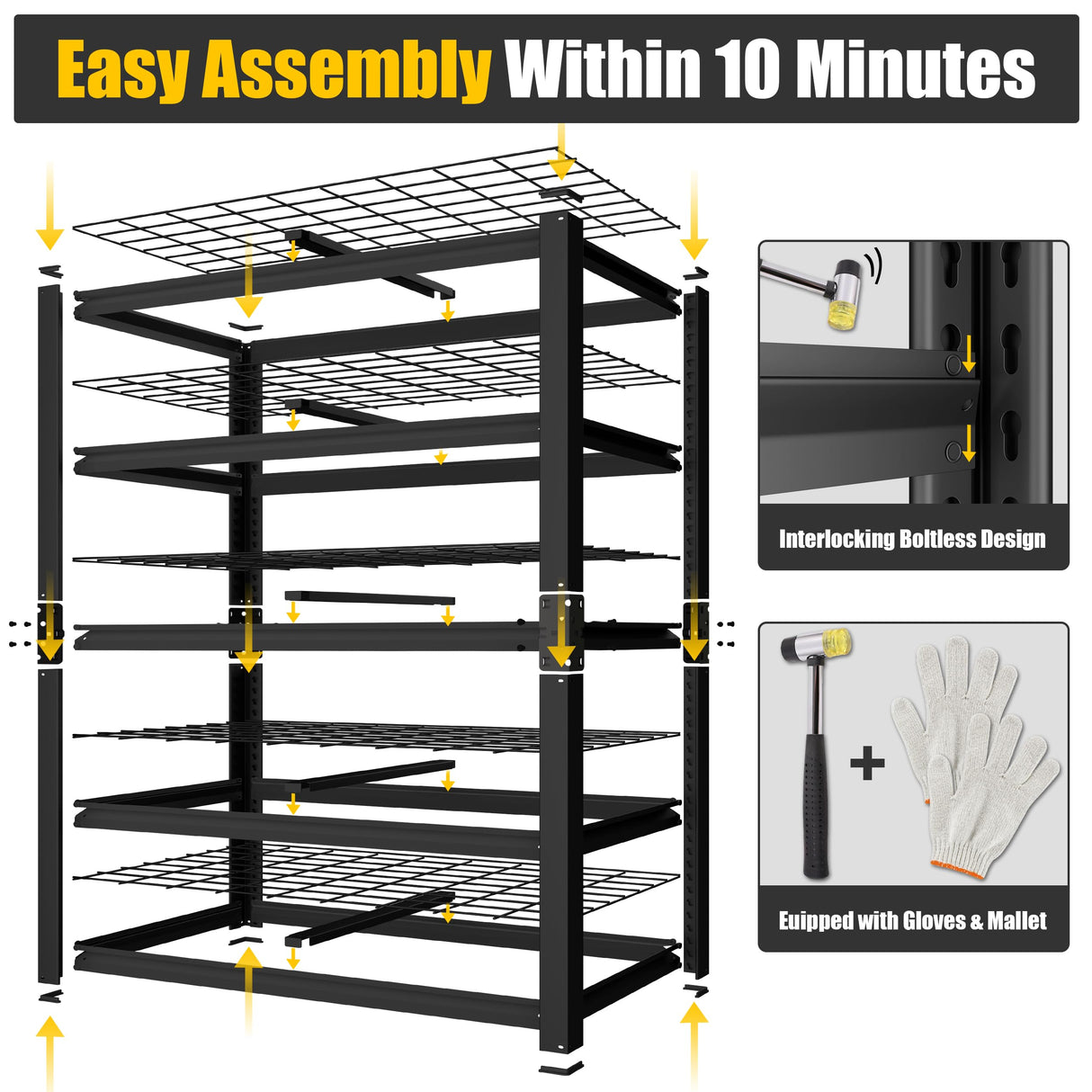 PrimeZone 72" H X 48" W X 18" D Heavy Duty Garage Shelving 5 Tier 2500 LBS Storage Shelves Adjustable Industrial Metal Wire Shelf Unit for Garage,Basement,Pantry,Warehouse,Commercial 2Pack PrimeZone