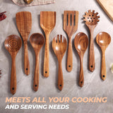 AIUHI Teak Wood Kitchen Utensil Set, 9-Piece Wooden Spoons for Cooking, Wooden Spoons Spatula for Cooking-Non-stick, Durable & Heat Resistant AIUHI
