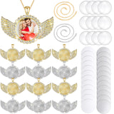 Hicarer 60 Pcs Sublimation Angel Wing Jewelry Blanks Set Rhinestone Bezel Pendant Trays Glod and Silver Sublimation Necklace Blank with Chain for Valentine's Days Making Crafts Wedding Jewelry Gifts Hicarer