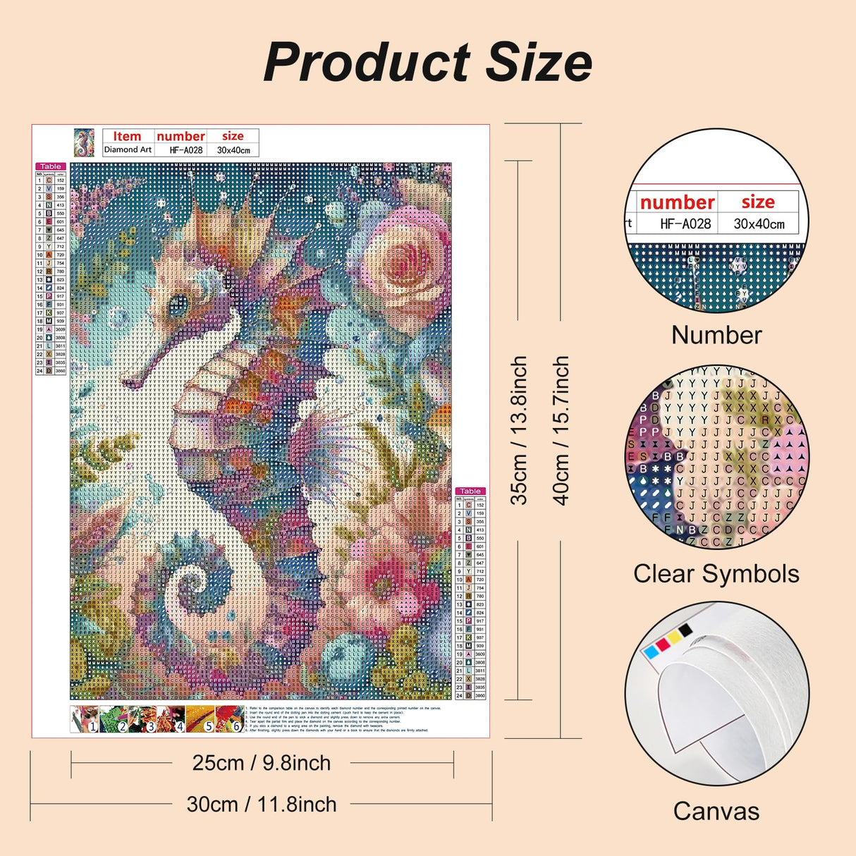 hill froeistung Seahorse 5D Diamond Art Painting Kits for Adults, Seaweed Diamond Art, DIY Full Drill Flower Landscape Scenery Diamond Art Painting for Home Wall Decor Gifts (12X16 inch) hill froeistung