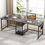 Tribesigns 78.74’’ Two Person Desk with 2 Drawers, Long Double Computer Desk Gaming Table with Shelves, Industrial Study Writing Table Workstation for Home Office, Grey Tribesigns