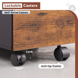 DEVAISE 3 Drawer Rolling File Cabinet with Lock, Wood Under Desk Filing Cabinet fits Letter/Legal/A4 Size for Home Office, Rustic Brown DEVAISE