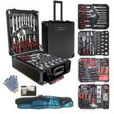 Arcwares 799pcs Aluminum Trolley Case Tool Set Silver, House Repair Kit Set, Household Hand Tool Set, with Tool Belt,Gift on Father's Day (Black) Arcwares