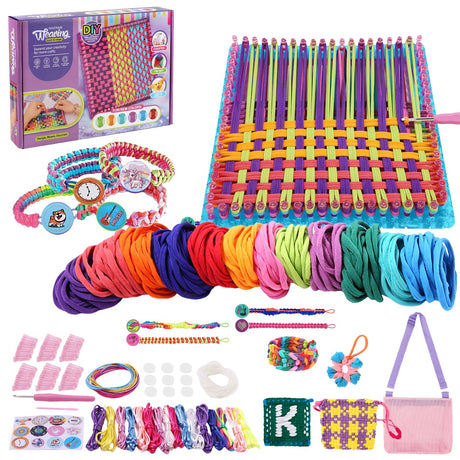 Weaving Loom Kit Toys for Kids and Adults,DIY Arts and Crafts String Maker Tool,Kids Travel Activity Set Ideal Gifts for Girls Ages 6 7 8 9 10 11 12,Easy Potholder Loom Knitting Activity for Beginners HIERYQHE