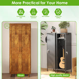 SUPEER 1 Door Metal Storage Lockers with Handle and Hanging Rod,Metal Locker for Employees with Pegboard and Hooks for Home,Office,Gym, School, Garage,Assembly Required,Black SUPEER