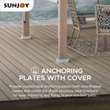 Sunjoy Outdoor Pergola 12 x 14 ft. with Adjustable Sun Shade Canopy for Backyard and Garden Shade, Patio Modern White Steel Frame Grape Trellis Pergolas, Light Gray by SummerCove SummerCove