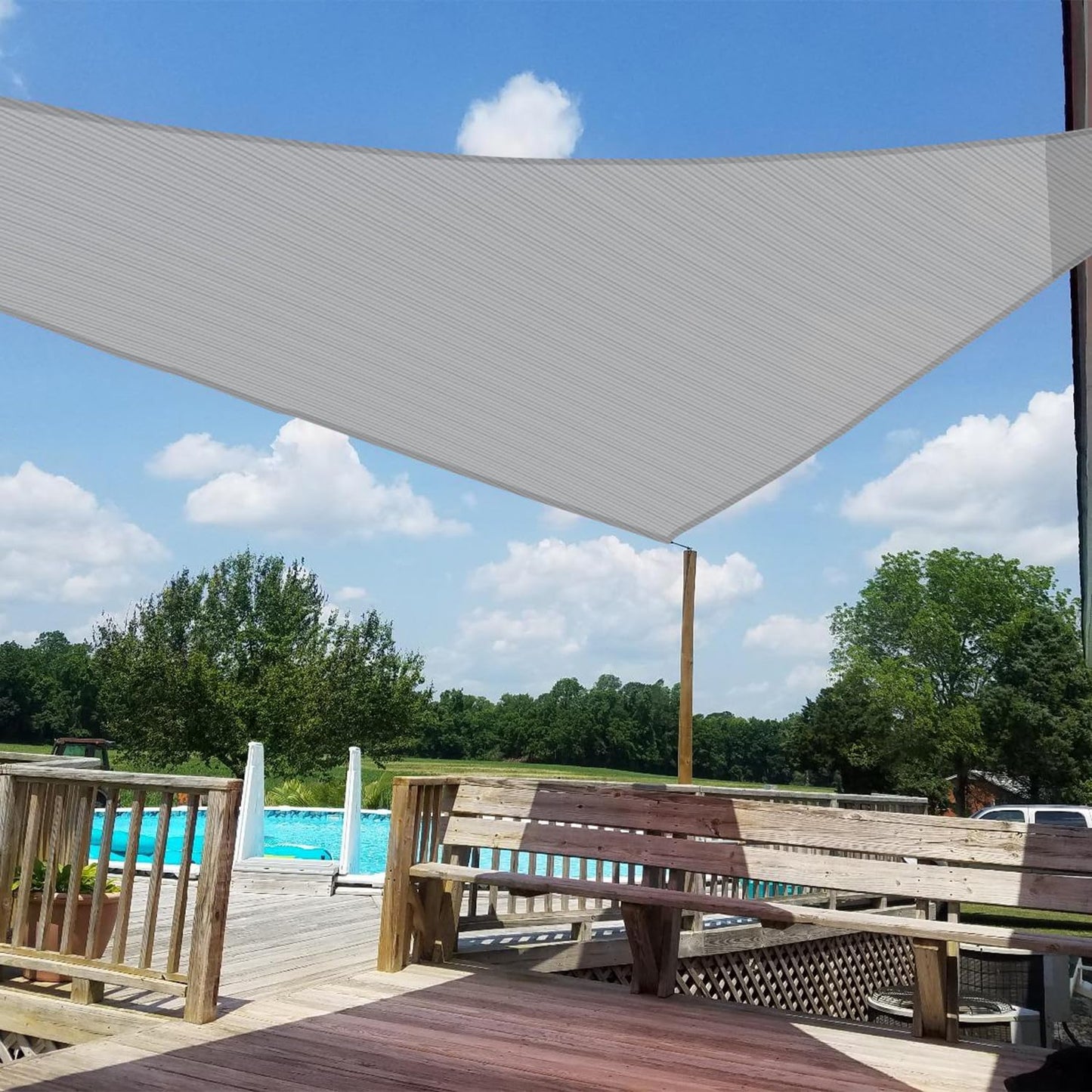 Windscreen4less 18' x 18' x 18' Sun Shade Sail Triangle Outdoor Canopy Cover UV Block for Backyard Porch Pergola Deck Garden Patio (Light Gray) - WoodArtSupply