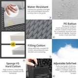 Rattaner 7 PCS Outdoor Furniture Sets 60000BTU 45-Inch Outdoor Propane Fire Pit Table Patio Furniture Set No-Slip Cushions and Waterproof Covers, Light Grey Rattaner