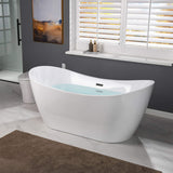 WOODBRIDGE 67" Acrylic Freestanding Bathtub Contemporary Soaking White Tub with Matte Black Overflow and Drain,B0010-MB WOODBRIDGE