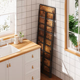 4NM No-Assembly 5 Tiers Folding Bookshelf Storage Shelves Vintage Bookcase Standing Racks Study Organizer Home Office (Rustic Brown) 4NM