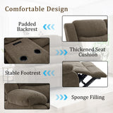 Korser Recliner Sofa, Reclining Loveseat with Console, Oversized Reclining Couch with Drop Down Table, 3-Seater Sofa with Cup Holder and Recessed Power Strip, Brown Korser