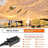 Super-Long 180FT 500 LED Christmas String Lights Indoor/Outdoor, Waterproof Warm White Christmas Lights, 8 Modes Led String Fairy Lights Decorative for Wedding Party Patio Garden Christmas Tree SANJICHA