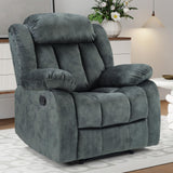 INZOY Manual Recliner Chair with Padded Armrest, Wall-Hugger Single Sofa Recliners with Overstuffed Back, Classical Fabric Reclining Chairs for Living Room Theater Seating, Grey INZOY