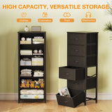 AODK Tall Dresser for Bedroom, Storage Dresser Organizer with 6 Fabric Drawers, Dressers Chests of Drawers, Fabric Dresser with Sturdy Steel Frame for Closet Storage, Hallway, Black AODK