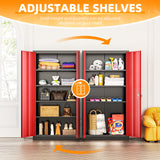 INTERGREAT Storage Cabinet, 72” Black Red Garage Steel Locking Cabinet with Doors and 4 Adjustable Shelves, Tall Lockable File &Tool Cabinet for Home Office, Metal Classroom Cabinet Basement INTERGREAT