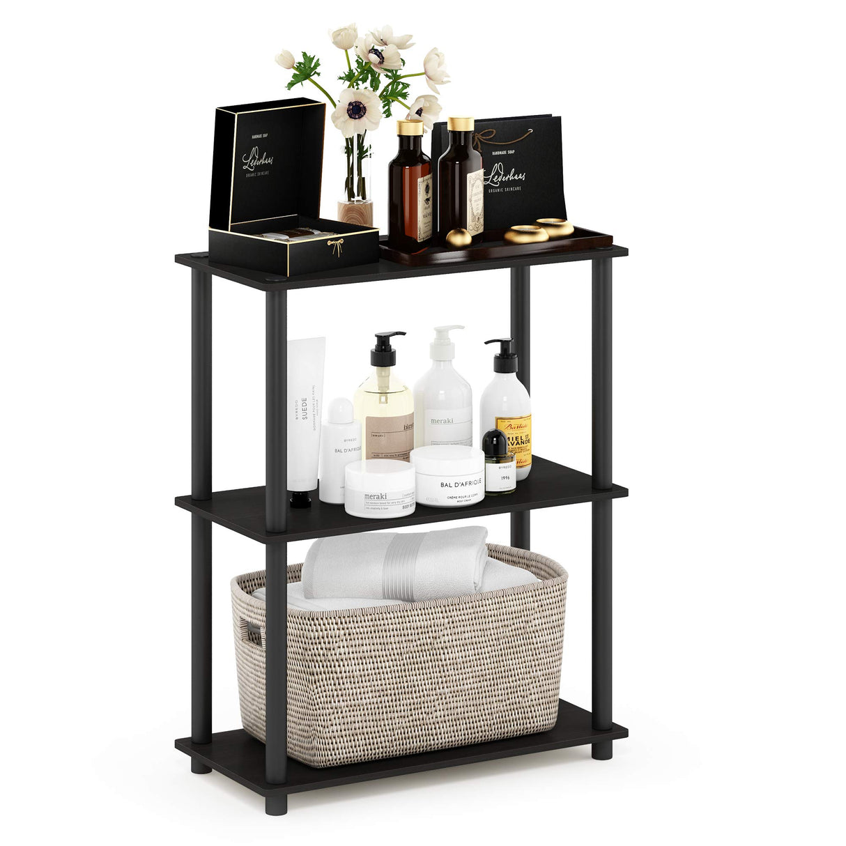 Furinno Turn-N-Tube Display Rack, 3-Tier Single, Espresso/Black Furinno