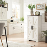 ACCOHOHO 47" Kitchen Pantry, Farmhouse Storage Cabinet with Barn Doors, Organizer and Adjustable Shelves, Rustic Wood Cupboard for Kitchen, Dining ACCOHOHO