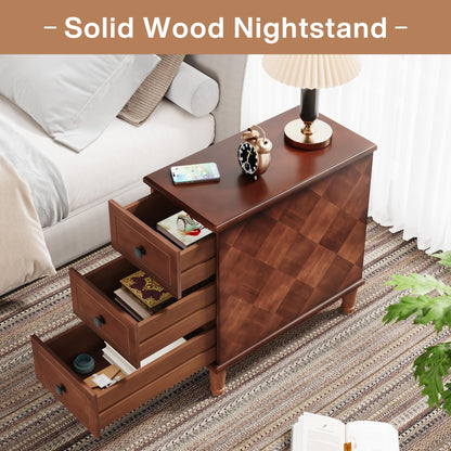 Tribesigns Solid Wood End Table, Fully Assembled Narrow Side Table with Drawers, Pre-Assembled Nightstand Slim Bedside Table for Small Spaces, Living Room, Bedroom, Brown - WoodArtSupply